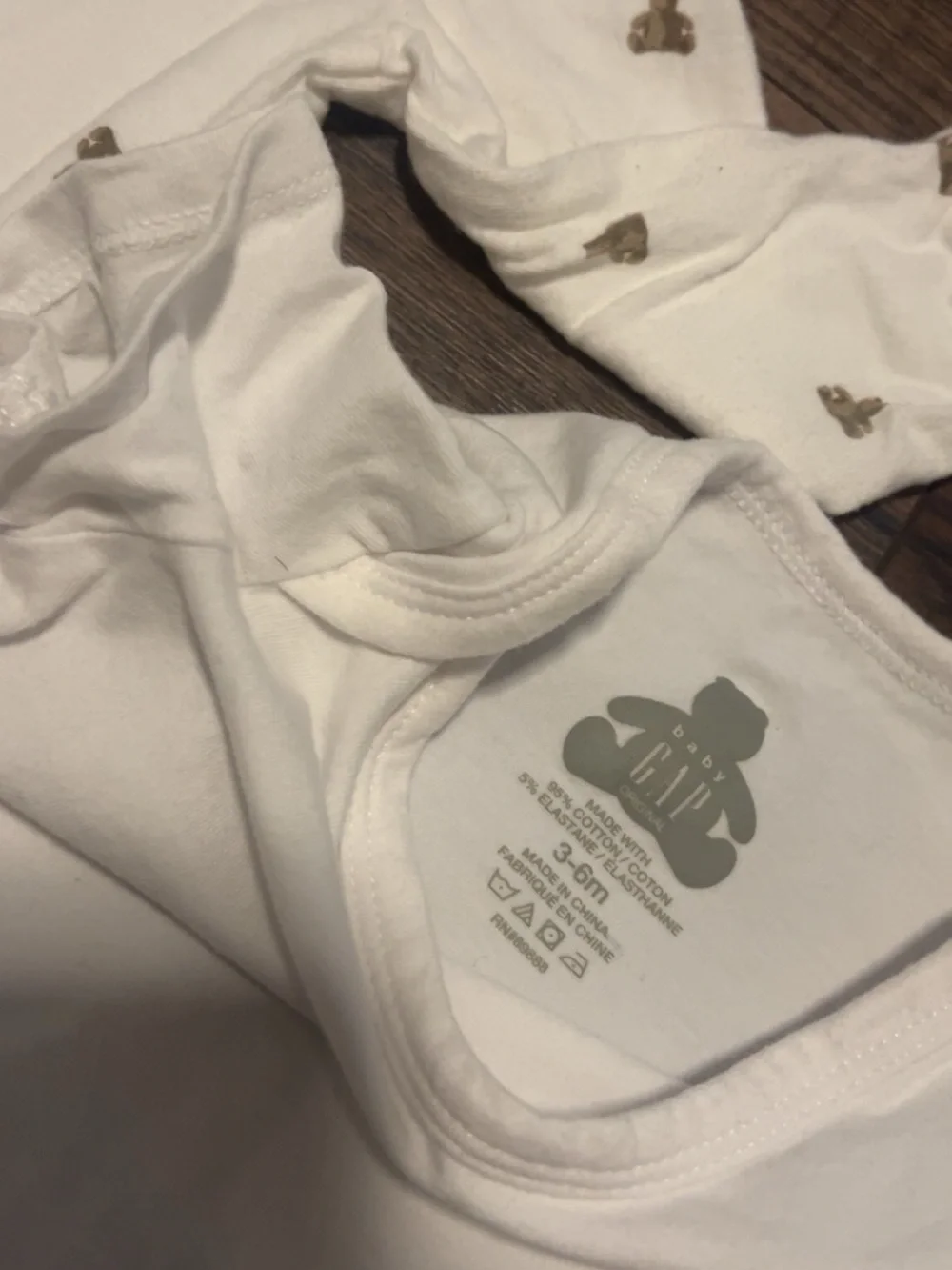 GAP White Baby Three-Piece Set with Tan Bear Print